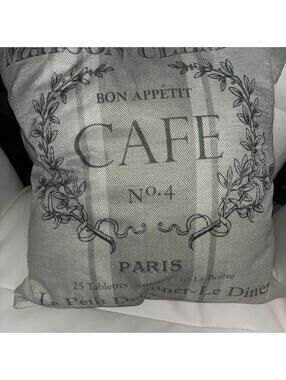 Decorative Paris Cafe Print Throw Pillow